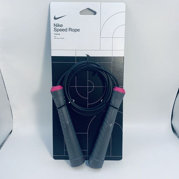 Nike Fundamental Speed Rope Jump Rope Adjustable Black/Pink Grey 9' Rope Length - Picture 1 of 5